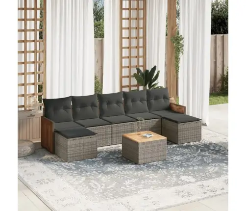 8-Daļīgs Dārza Dīvāna Komplekts Ar Matračiem, Pelēks Pe Pinums Vidaxl