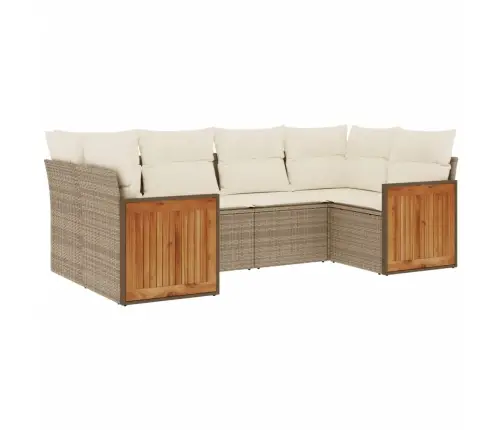 6-Daļīgs Dārza Dīvāna Komplekts, Matrači, Bēša Pe Rotangpalma Vidaxl