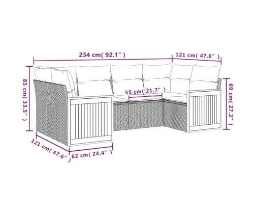 6-Daļīgs Dārza Dīvāna Komplekts, Matrači, Bēša Pe Rotangpalma Vidaxl