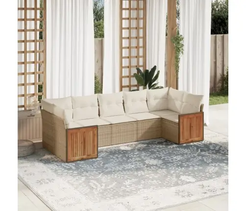 7-Daļīgs Dārza Dīvāna Komplekts, Matrači, Bēša Pe Rotangpalma Vidaxl