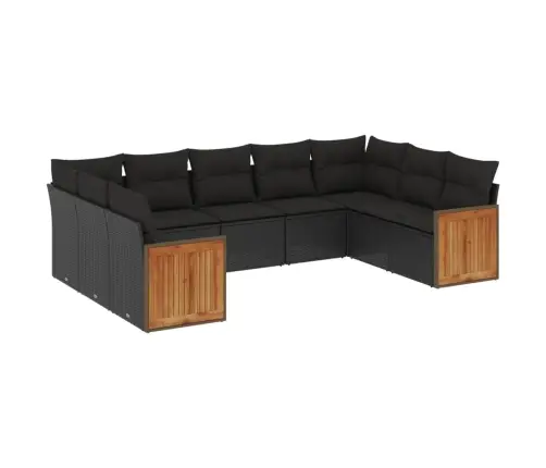 Sodo Komplektas Su Pagalvėlėmis, 9 Dalių, Juodas, Poliratanas