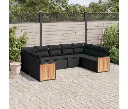 Sodo Komplektas Su Pagalvėlėmis, 9 Dalių, Juodas, Poliratanas