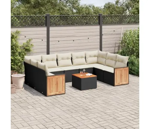 Sodo Komplektas Su Pagalvėlėmis, 10 Dalių, Juodas, Poliratanas