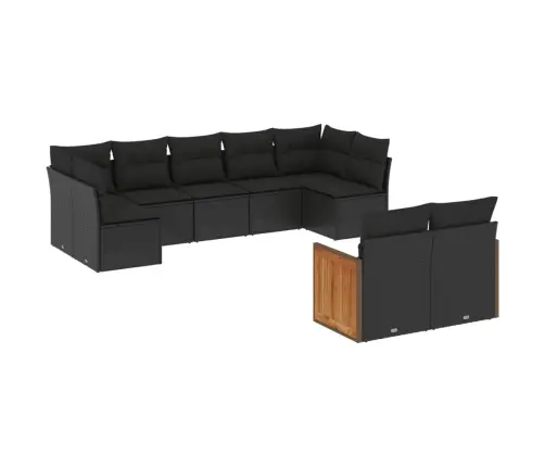 9-Daļīgs Dārza Dīvāna Komplekts, Matrači, Melna Pe Rotangpalma Vidaxl