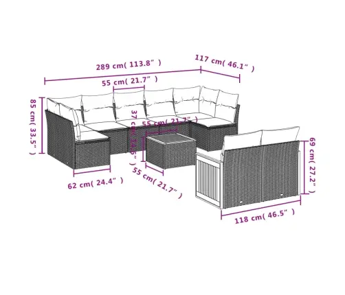 Sofos Komplektas Su Pagalvėlėmis, 10 Dalių, Smėlio, Poliratanas Sofos Komplektas Su Pagalvėlėmis, 10 Dalių, Smėlio, Poliratanas