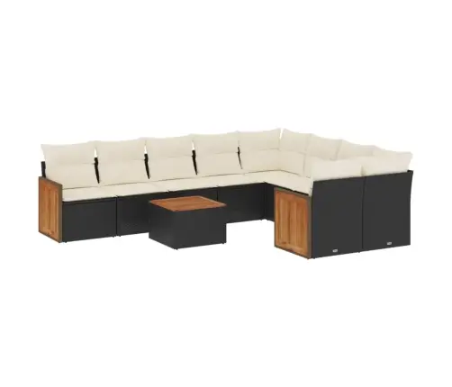 Sodo Komplektas Su Pagalvėlėmis, 10 Dalių, Juodas, Poliratanas