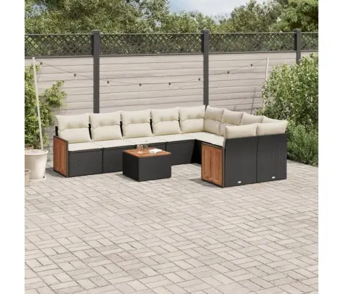 Sodo Komplektas Su Pagalvėlėmis, 10 Dalių, Juodas, Poliratanas