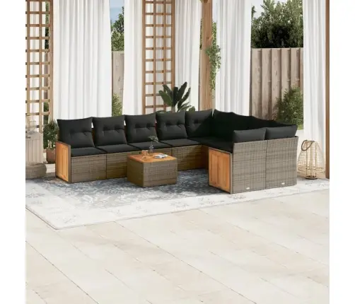 10-Daļīgs Dārza Dīvāna Komplekts Ar Matračiem, Pelēks Pe Pinums Vidaxl