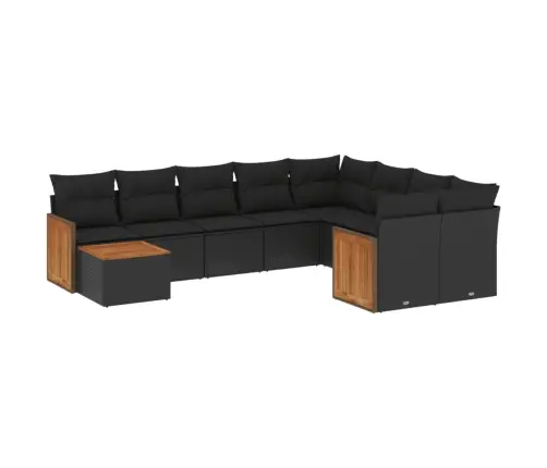 10-Daļīgs Dārza Dīvāna Komplekts, Matrači, Melna Pe Rotangpalma Vidaxl