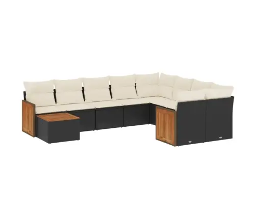 10-Daļīgs Dārza Dīvāna Komplekts, Matrači, Melna Pe Rotangpalma Vidaxl