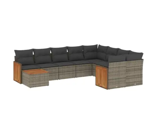 Sodo Komplektas Su Pagalvėlėmis, 10 Dalių, Pilkas, Poliratanas