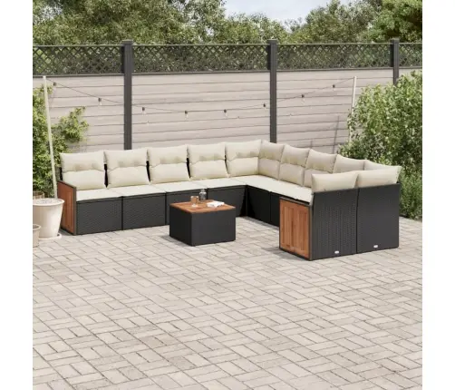 Sodo Komplektas Su Pagalvėlėmis, 11 Dalių, Juodas, Poliratanas