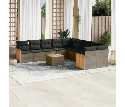 Sodo Komplektas Su Pagalvėlėmis, 11 Dalių, Pilkas, Poliratanas