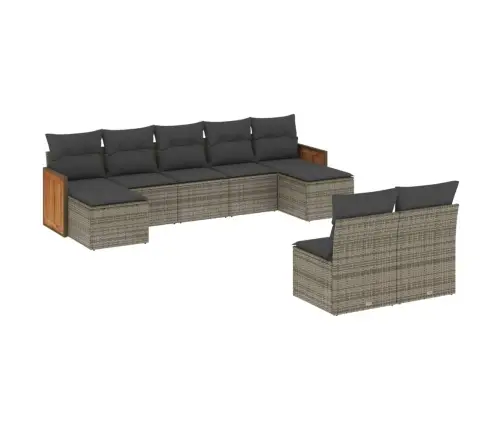 Sofos Komplektas Su Pagalvėlėmis, 9 Dalių, Pilkas, Poliratanas