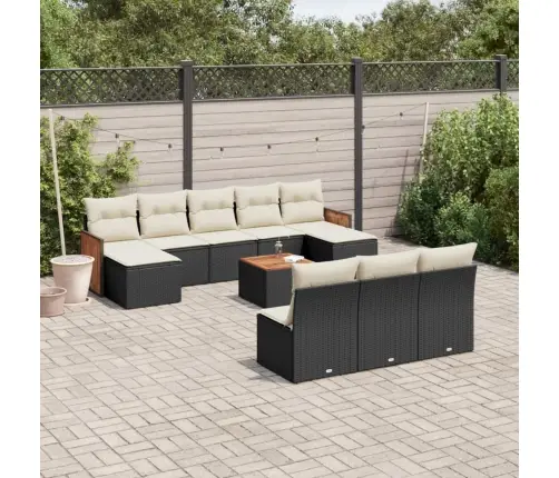 11-Daļīgs Dārza Dīvāna Komplekts, Matrači, Melna Pe Rotangpalma Vidaxl