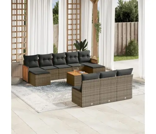 Sodo Komplektas Su Pagalvėlėmis, 11 Dalių, Pilkas, Poliratanas