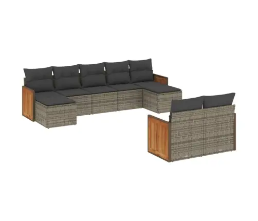 Sofos Komplektas Su Pagalvėlėmis, 9 Dalių, Pilkas, Poliratanas