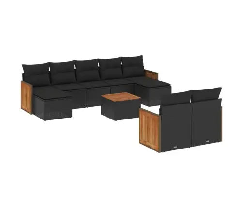 Sodo Komplektas Su Pagalvėlėmis, 10 Dalių, Juodas, Poliratanas