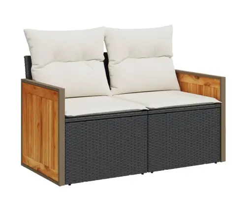 10-Daļīgs Dārza Dīvāna Komplekts, Matrači, Melna Pe Rotangpalma Vidaxl