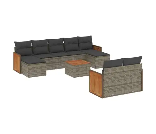 Sodo Komplektas Su Pagalvėlėmis, 10 Dalių, Pilkas, Poliratanas