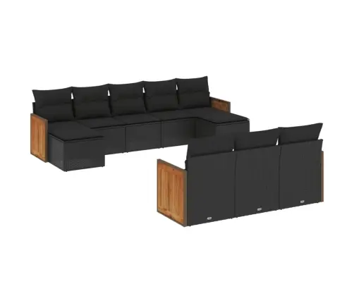 Sodo Komplektas Su Pagalvėlėmis, 10 Dalių, Juodas, Poliratanas