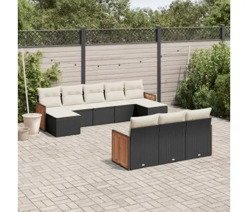 10-Daļīgs Dārza Dīvāna Komplekts, Matrači, Melna Pe Rotangpalma Vidaxl