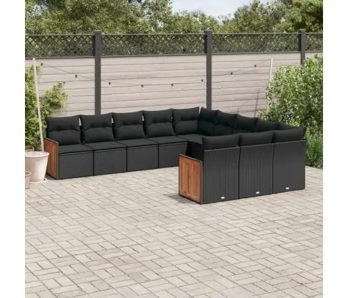 Sodo Komplektas Su Pagalvėlėmis, 11 Dalių, Juodas, Poliratanas