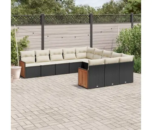 11-Daļīgs Dārza Dīvāna Komplekts, Matrači, Melna Pe Rotangpalma Vidaxl