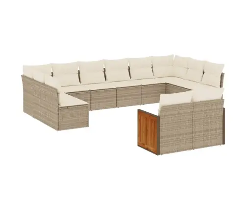 12-Daļīgs Dārza Dīvāna Komplekts, Matrači, Bēša Pe Rotangpalma Vidaxl