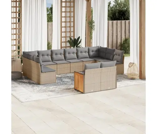 12-Daļīgs Dārza Dīvāna Komplekts, Matrači, Bēša Pe Rotangpalma Vidaxl