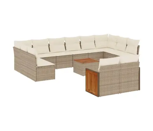 Sofos Komplektas Su Pagalvėlėmis, 13 Dalių, Smėlio, Poliratanas