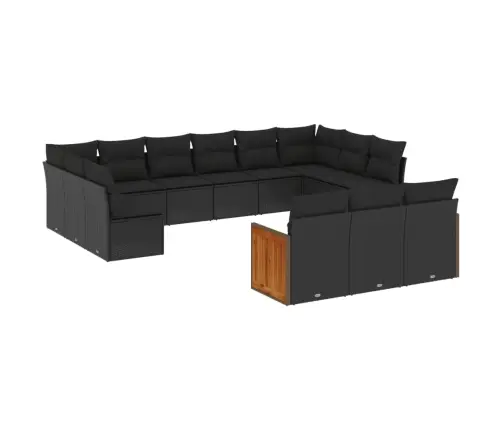 13-Osaline Aiadiivani Komplekt Patjadega, Must, Polürotang