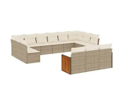 Sofos Komplektas Su Pagalvėlėmis, 13 Dalių, Smėlio, Poliratanas