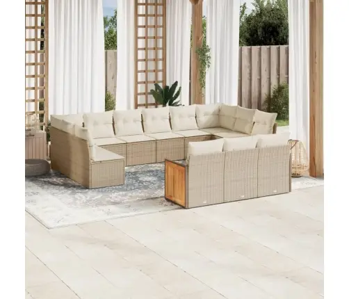 Sofos Komplektas Su Pagalvėlėmis, 13 Dalių, Smėlio, Poliratanas