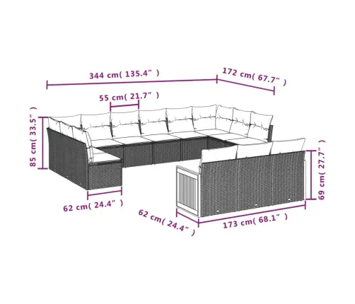 13-Osaline Aiadiivani Komplekt Patjadega, Hall, Polürotang