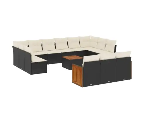 14-Osaline Aiadiivani Komplekt Patjadega, Must, Polürotang