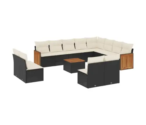 13-Osaline Aiadiivani Komplekt Patjadega, Must, Polürotang