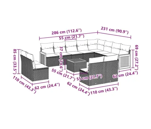 13-Osaline Aiadiivani Komplekt Patjadega, Beež , Polürotang