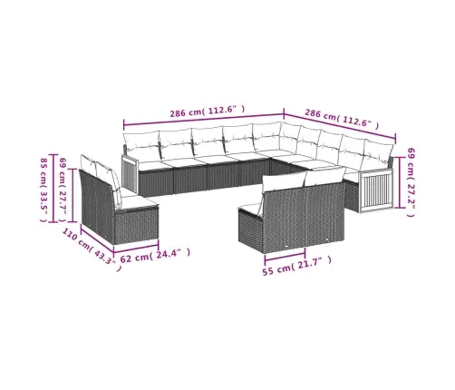 13-Osaline Aiadiivani Komplekt Patjadega, Must, Polürotang