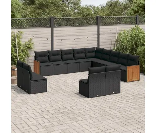 13-Osaline Aiadiivani Komplekt Patjadega, Must, Polürotang