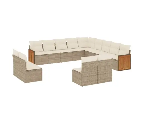 Sofos Komplektas Su Pagalvėlėmis, 13 Dalių, Smėlio, Poliratanas