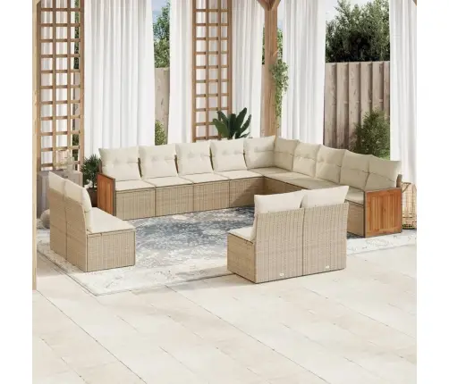 Sofos Komplektas Su Pagalvėlėmis, 13 Dalių, Smėlio, Poliratanas