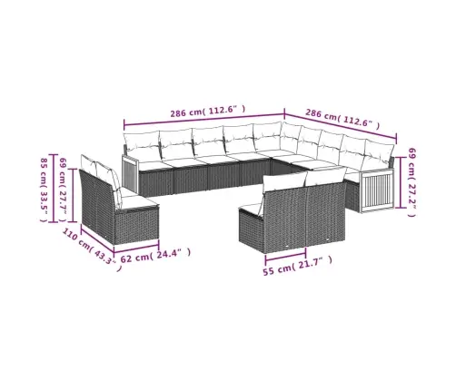 13-Osaline Aiadiivani Komplekt Patjadega, Hall, Polürotang