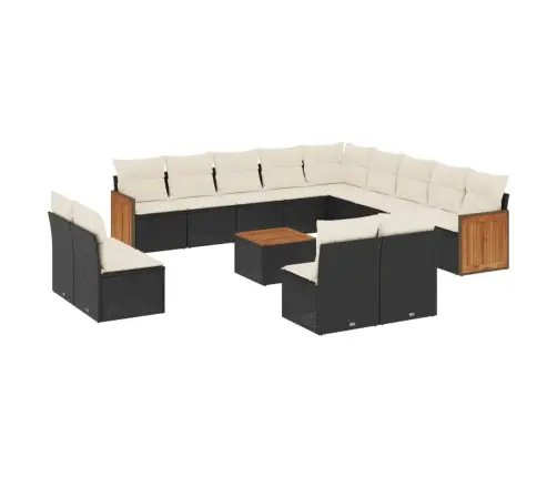 14-Osaline Aiadiivani Komplekt Patjadega, Must, Polürotang