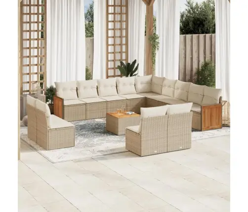 14-Osaline Aiadiivani Komplekt Patjadega, Beež, Polürotang