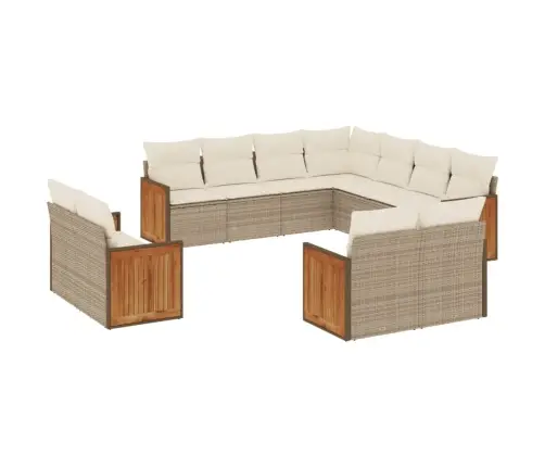 11-Daļīgs Dārza Dīvāna Komplekts, Matrači, Bēša Pe Rotangpalma Vidaxl