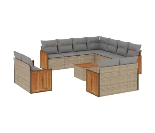 12-Daļīgs Dārza Dīvāna Komplekts, Matrači, Bēša Pe Rotangpalma Vidaxl