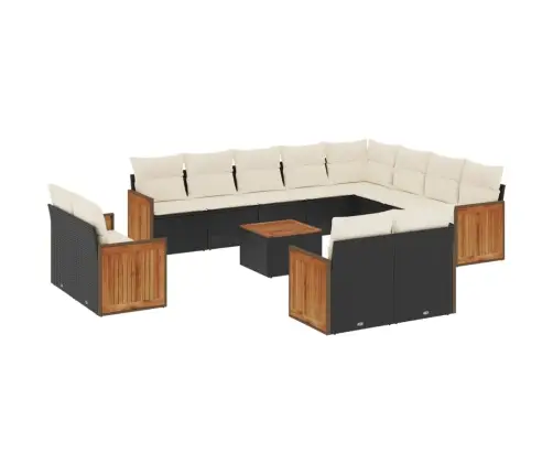 13-Osaline Aiadiivani Komplekt Patjadega, Must, Polürotang