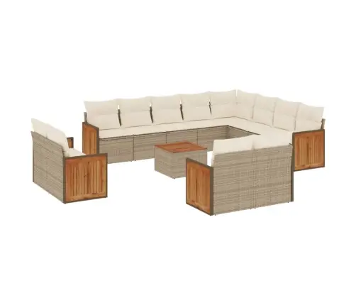 13-Daļīgs Dārza Dīvāna Komplekts, Matrači, Bēša Pe Rotangpalma Vidaxl