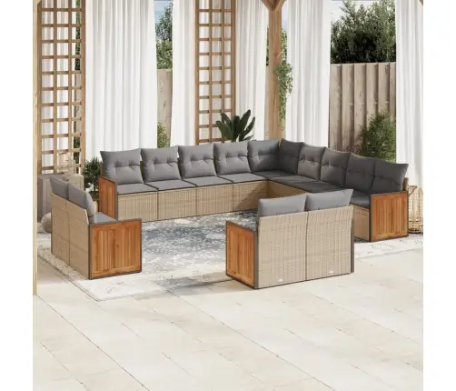 13-Osaline Aiadiivani Komplekt Patjadega, Beež , Polürotang